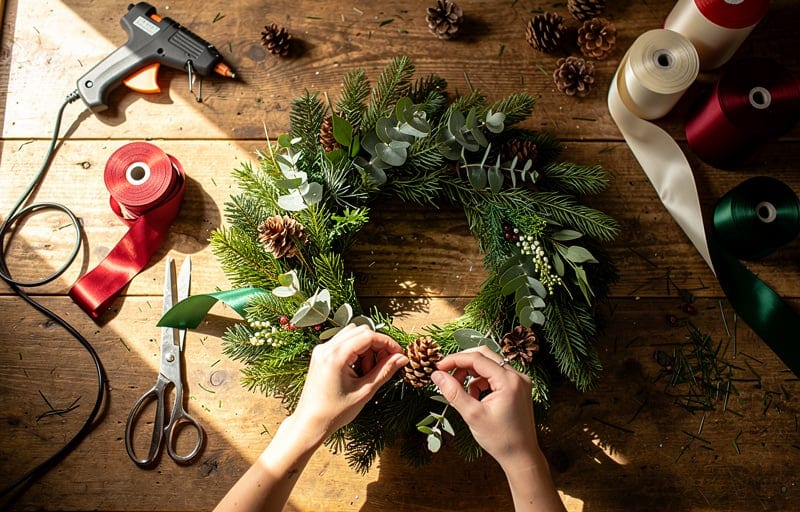 Fabriquer une couronne de Noël végétale naturelle, pas à pas