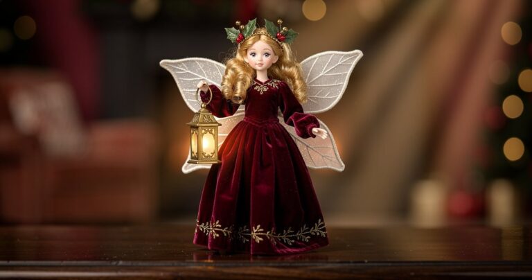 Figurine fée de Noël Mark Roberts en costume velours et ailes organza